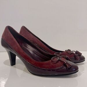 Cole Haan Burgundy Suede/Patent Leather Heeled Shoes‎ Size 7